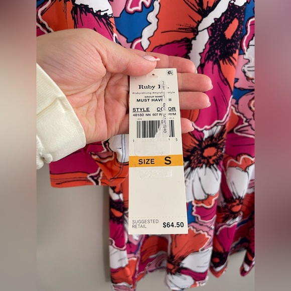 NWT Ruby Rd Colorful Printed Dress with long Bell Sleeves - Picture 7 of 7